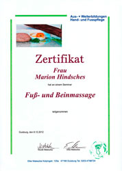 Zertifikat Fuss- unb Beinmassage